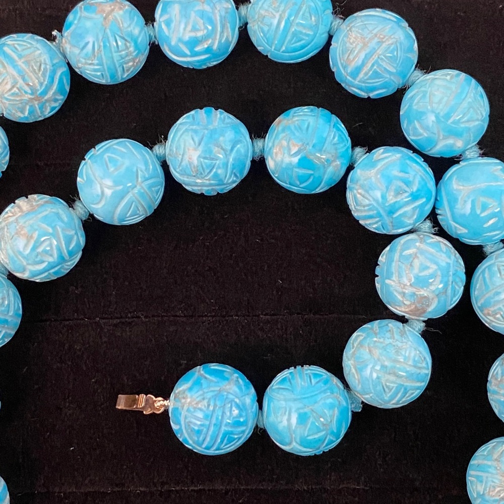 ๐HP๐ Shou Carved Turquoise 925 Silver Necklace - Picture 4 of 16